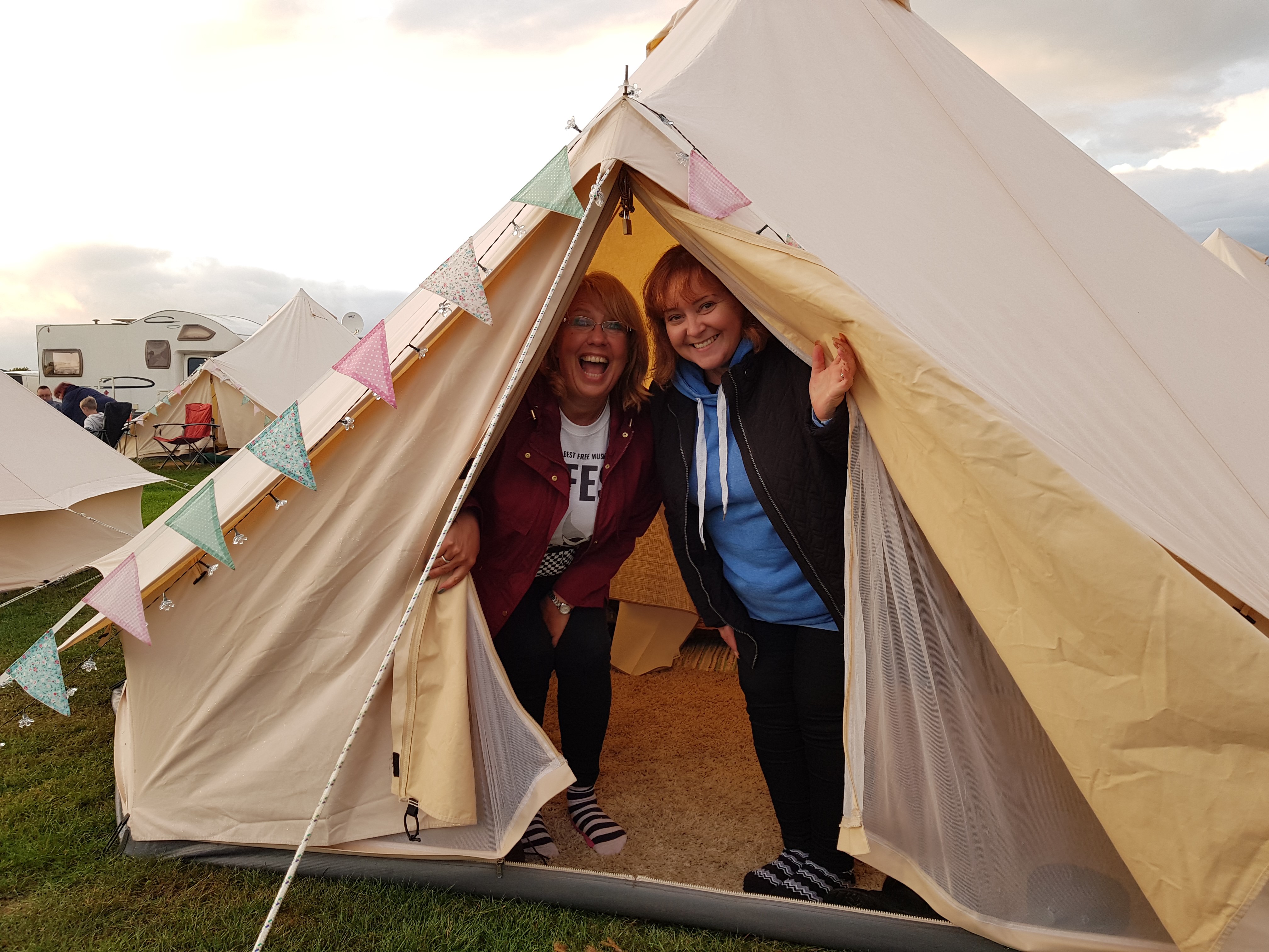 People in tents Bellows Glamping and Events